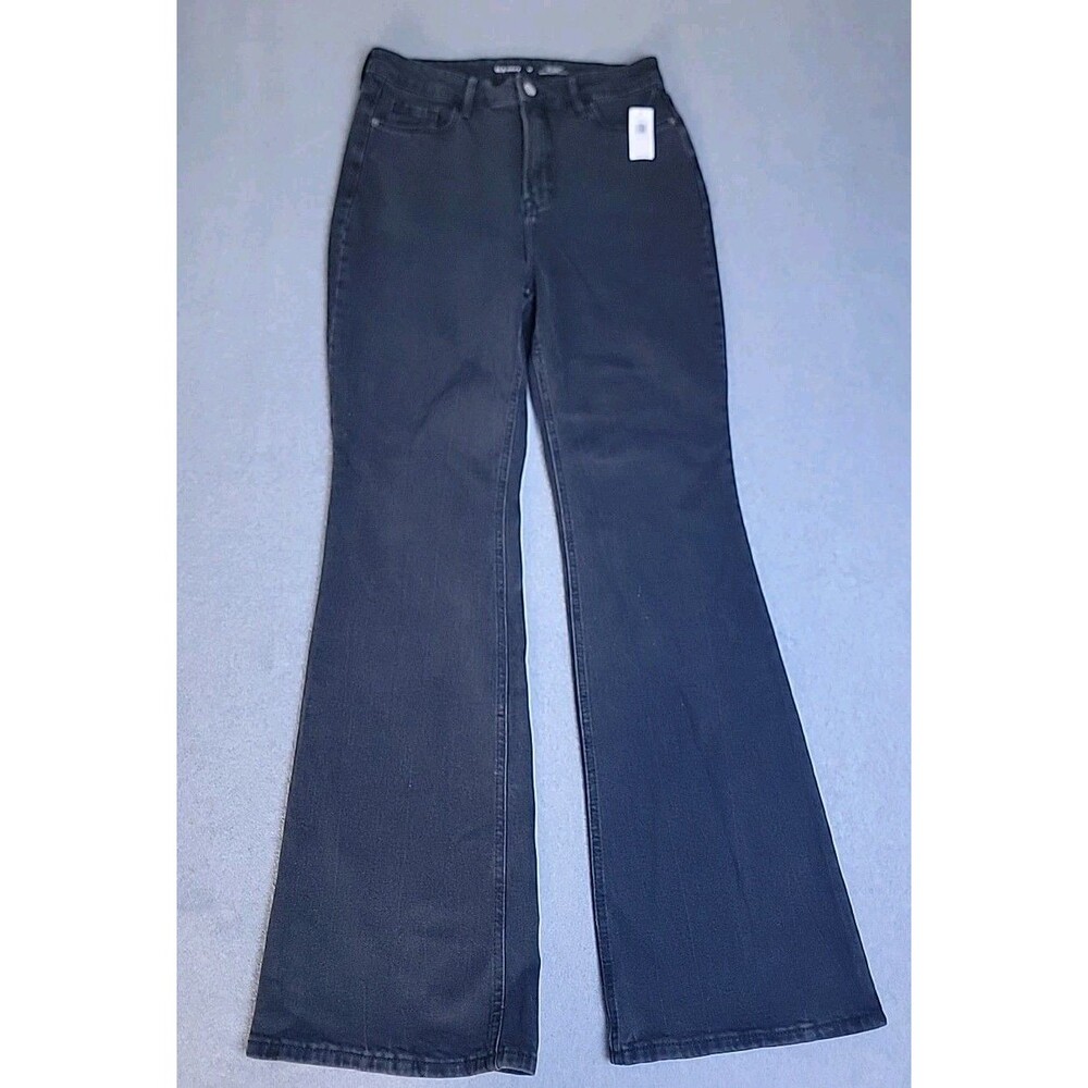 Old Navy Jeans Womens 10 30x31.5 Flare Black‎ High Rise Stretch Boho NEW